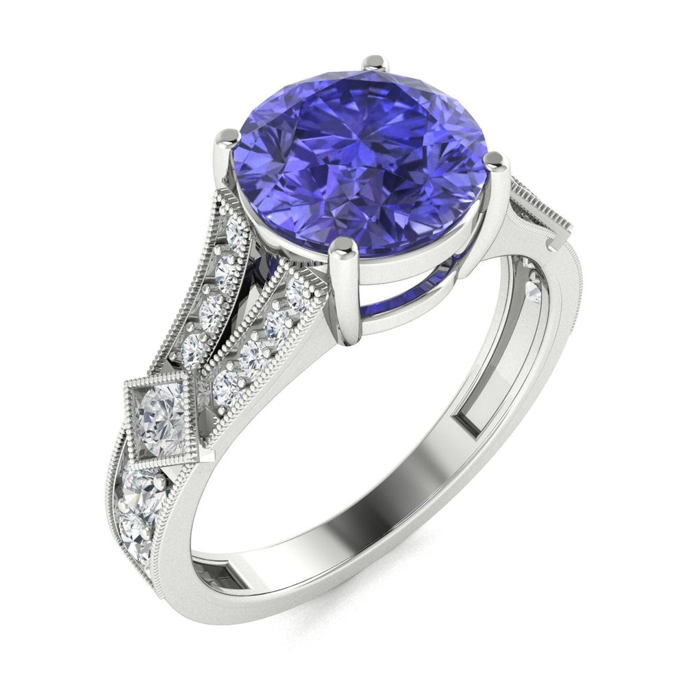 18KT Gold Tanzanite and Diamond Ladies Ring (Tanzanite 4.96 cts. White Diamond 0.26 cts.)
