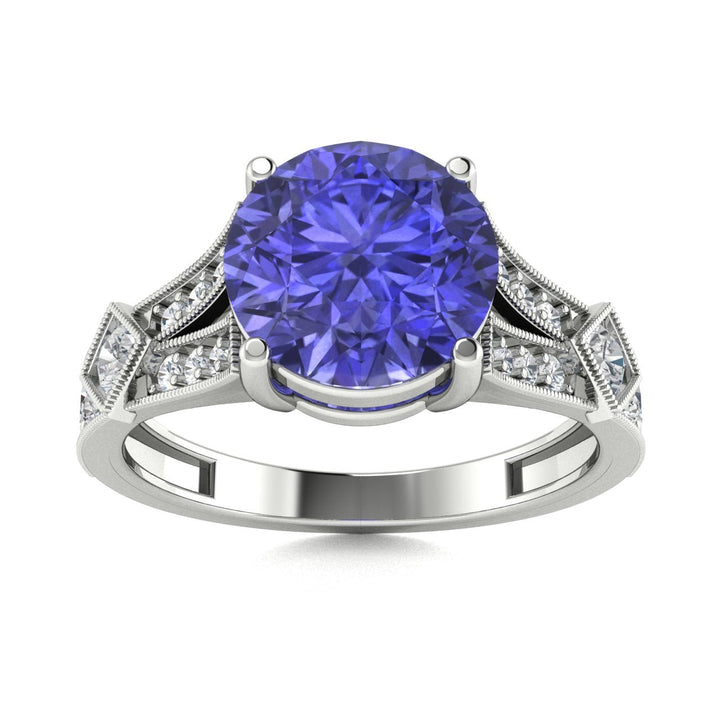18KT Gold Tanzanite and Diamond Ladies Ring (Tanzanite 4.96 cts. White Diamond 0.26 cts.)