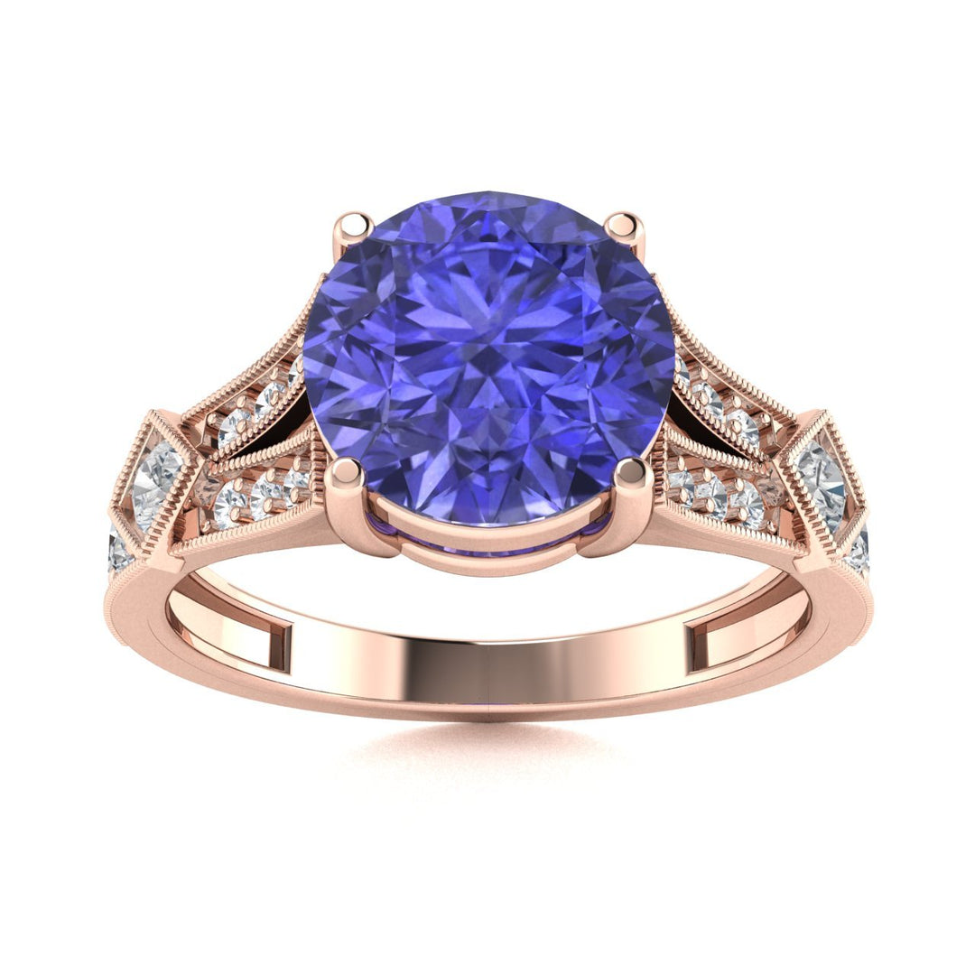 18KT Gold Tanzanite and Diamond Ladies Ring (Tanzanite 4.96 cts. White Diamond 0.26 cts.)