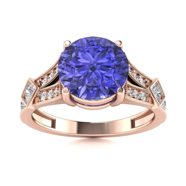 18KT Gold Tanzanite and Diamond Ladies Ring (Tanzanite 4.96 cts. White Diamond 0.26 cts.)