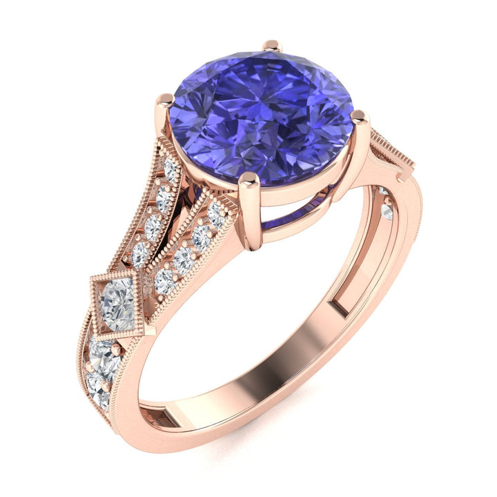 18KT Gold Tanzanite and Diamond Ladies Ring (Tanzanite 4.96 cts. White Diamond 0.26 cts.)