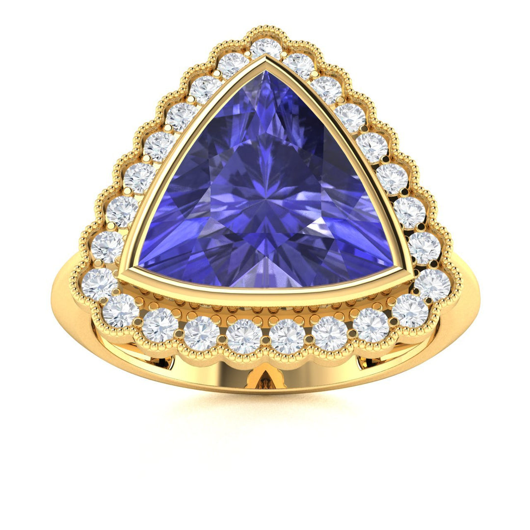 18KT Gold Tanzanite and Diamond Ladies Ring (Tanzanite 5.33 cts. White Diamond 0.66 cts.)