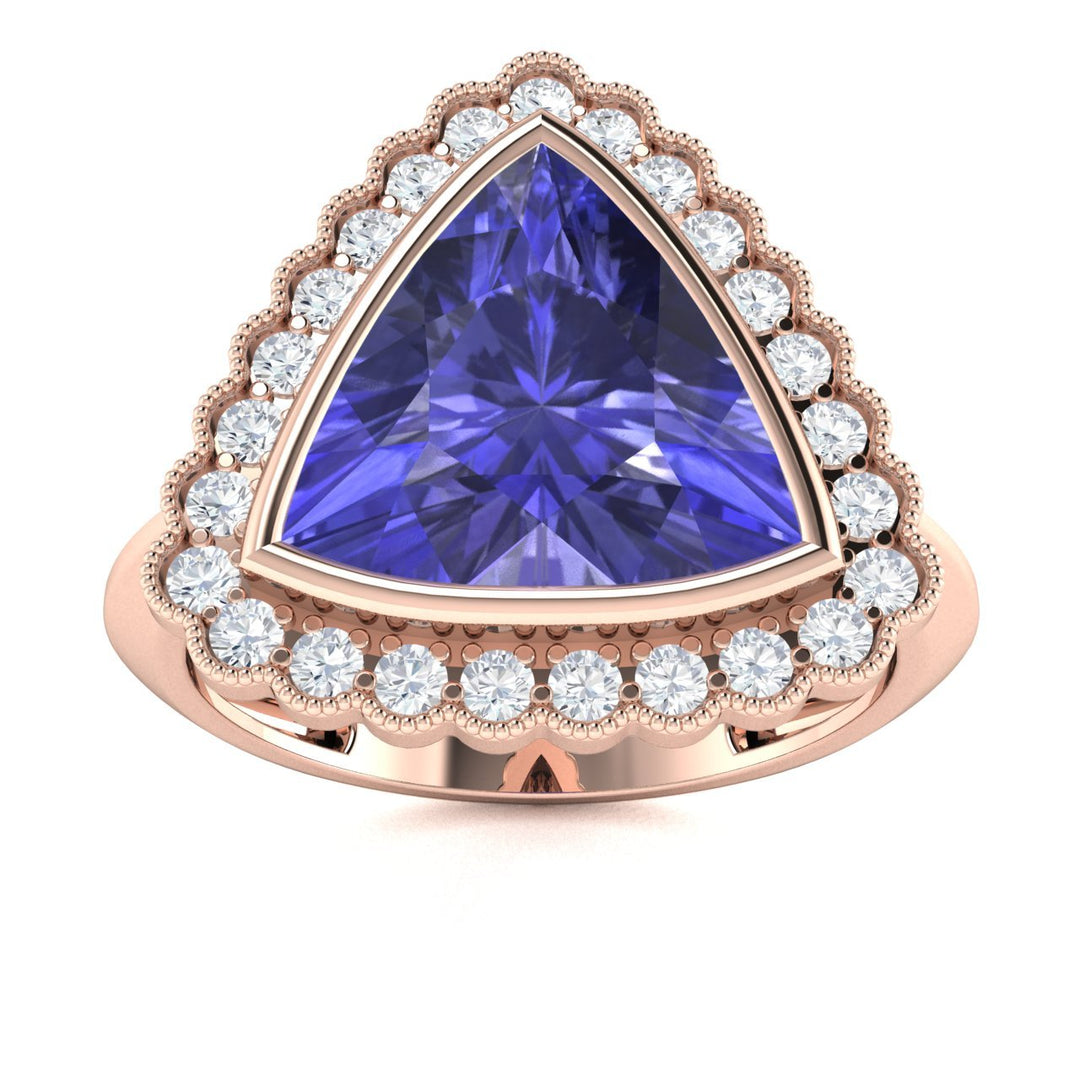 18KT Gold Tanzanite and Diamond Ladies Ring (Tanzanite 5.33 cts. White Diamond 0.66 cts.)