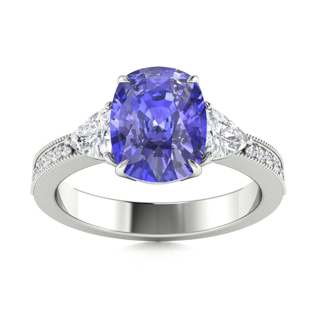 18KT Gold Tanzanite and Diamond Ladies Ring (Tanzanite 6.28 cts. White Diamond 0.46 cts.)