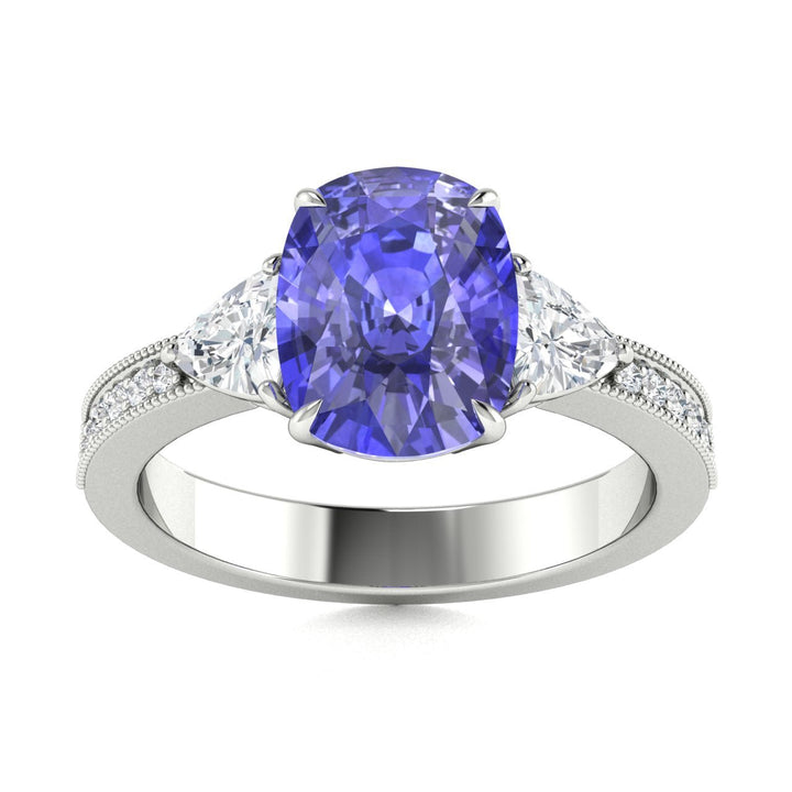 18KT Gold Tanzanite and Diamond Ladies Ring (Tanzanite 6.28 cts. White Diamond 0.46 cts.)