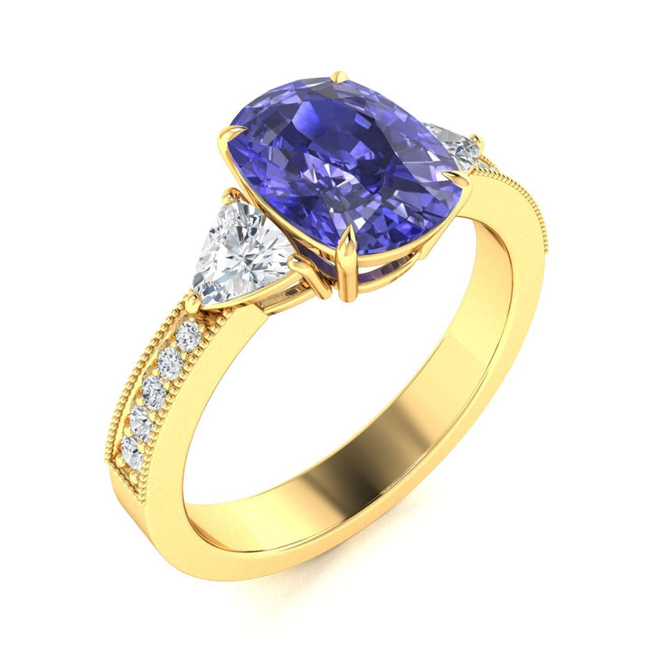 18KT Gold Tanzanite and Diamond Ladies Ring (Tanzanite 6.28 cts. White Diamond 0.46 cts.)