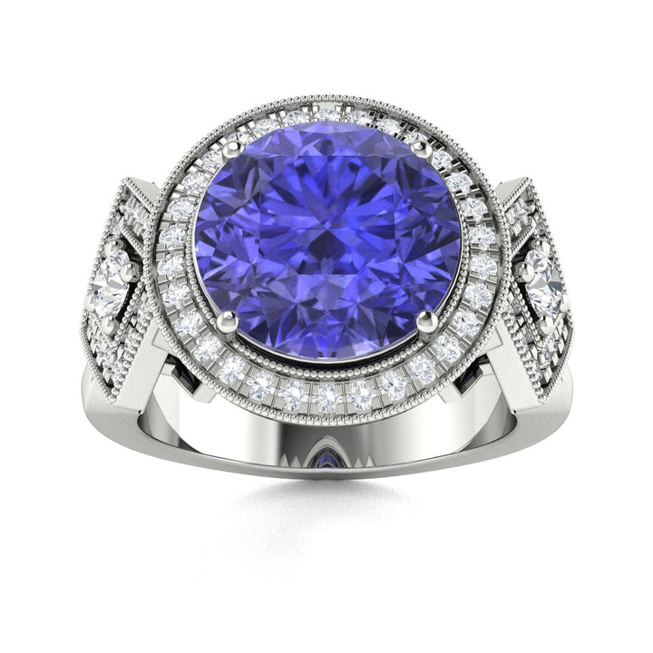 18KT Gold Tanzanite and Diamond Ladies Ring (Tanzanite 6.76 cts. White Diamond 0.37 cts.)