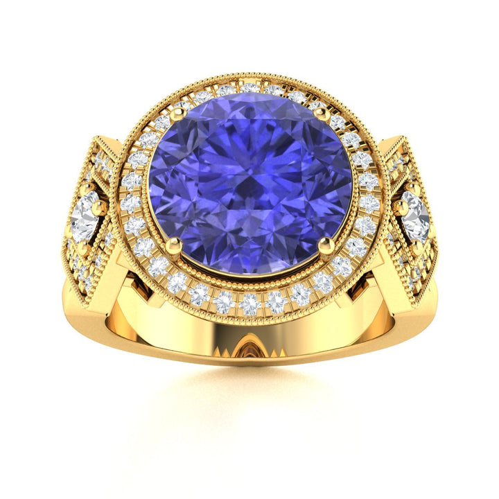 18KT Gold Tanzanite and Diamond Ladies Ring (Tanzanite 6.76 cts. White Diamond 0.37 cts.)
