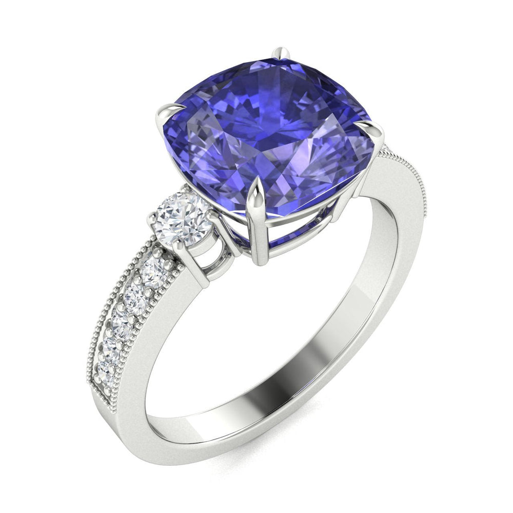18KT Gold Tanzanite and Diamond Ladies Ring (Tanzanite 7.26 cts. White Diamond 0.46 cts.)
