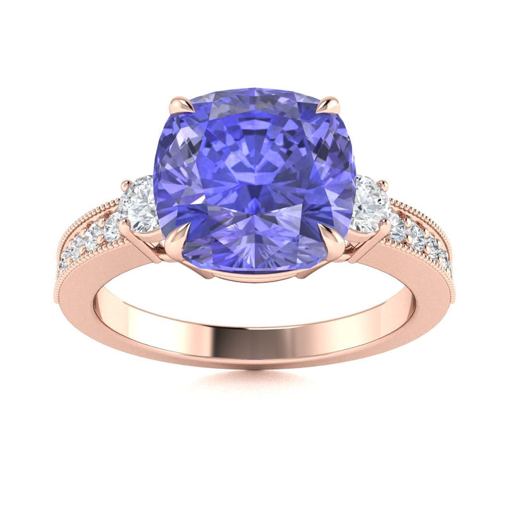 18KT Gold Tanzanite and Diamond Ladies Ring (Tanzanite 7.26 cts. White Diamond 0.46 cts.)