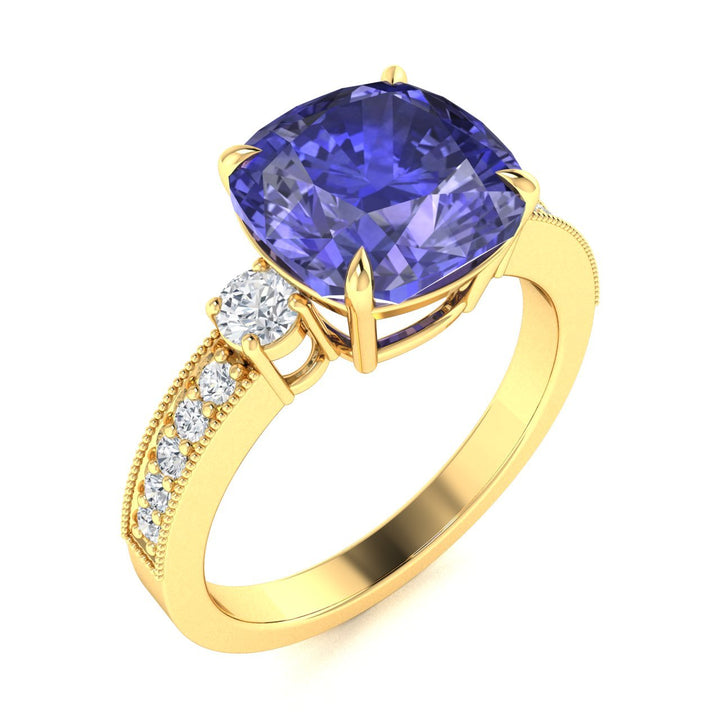 18KT Gold Tanzanite and Diamond Ladies Ring (Tanzanite 7.26 cts. White Diamond 0.46 cts.)