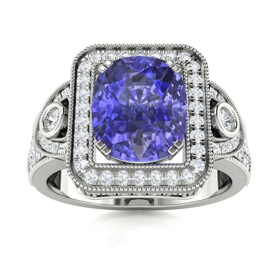 18KT Gold Tanzanite and Diamond Ladies Ring (Tanzanite 9.93 cts. White Diamond 1.28 cts.)