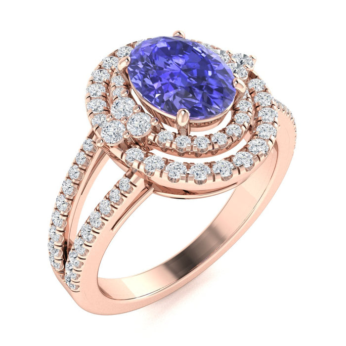 18kt Gold Tanzanite Ladies Ring (Tanzanite 2.50ct White Diamonds 0.50 cts)