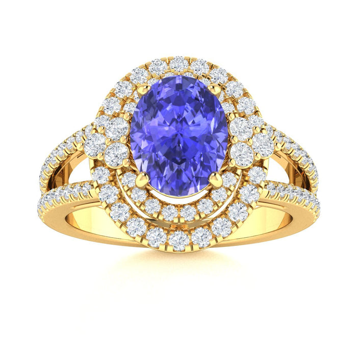 18kt Gold Tanzanite Ladies Ring (Tanzanite 2.50ct White Diamonds 0.50 cts)