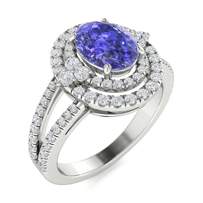 18kt Gold Tanzanite Ladies Ring (Tanzanite 2.50ct White Diamonds 0.50 cts)