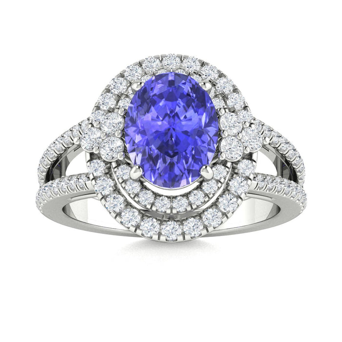 18kt Gold Tanzanite Ladies Ring (Tanzanite 2.50ct White Diamonds 0.50 cts)