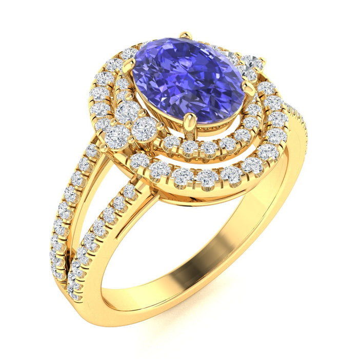 18kt Gold Tanzanite Ladies Ring (Tanzanite 2.50ct White Diamonds 0.50 cts)