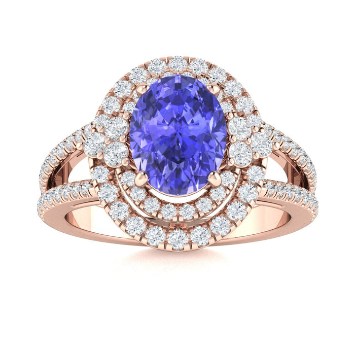 18kt Gold Tanzanite Ladies Ring (Tanzanite 2.50ct White Diamonds 0.50 cts)
