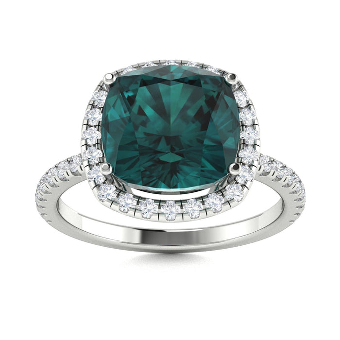 18KTGold Cushion Alexandrite and Diamond Ladies Ring (Alexandrite 1.83 cts. White Diamond 0.21 cts.)