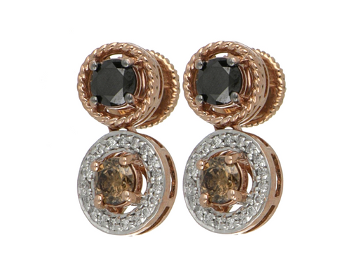 Black Diamond Ladies Earrings (Black Diamond 0.43 cts. Brown Diamond 0.36 cts. White Diamond 0.14 cts.)