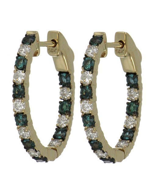 Alexandrite Ladies Earrings (Alexandrite 0.75 cts. White Diamond 0.6 cts.)