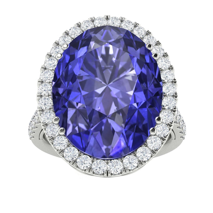 One-of-a-Kind 14kt Gold Oval brilliant Tanzanite and Diamond Ladies Ring (Tanzanite 10.00 cts. Diamonds 0.75 cts.)